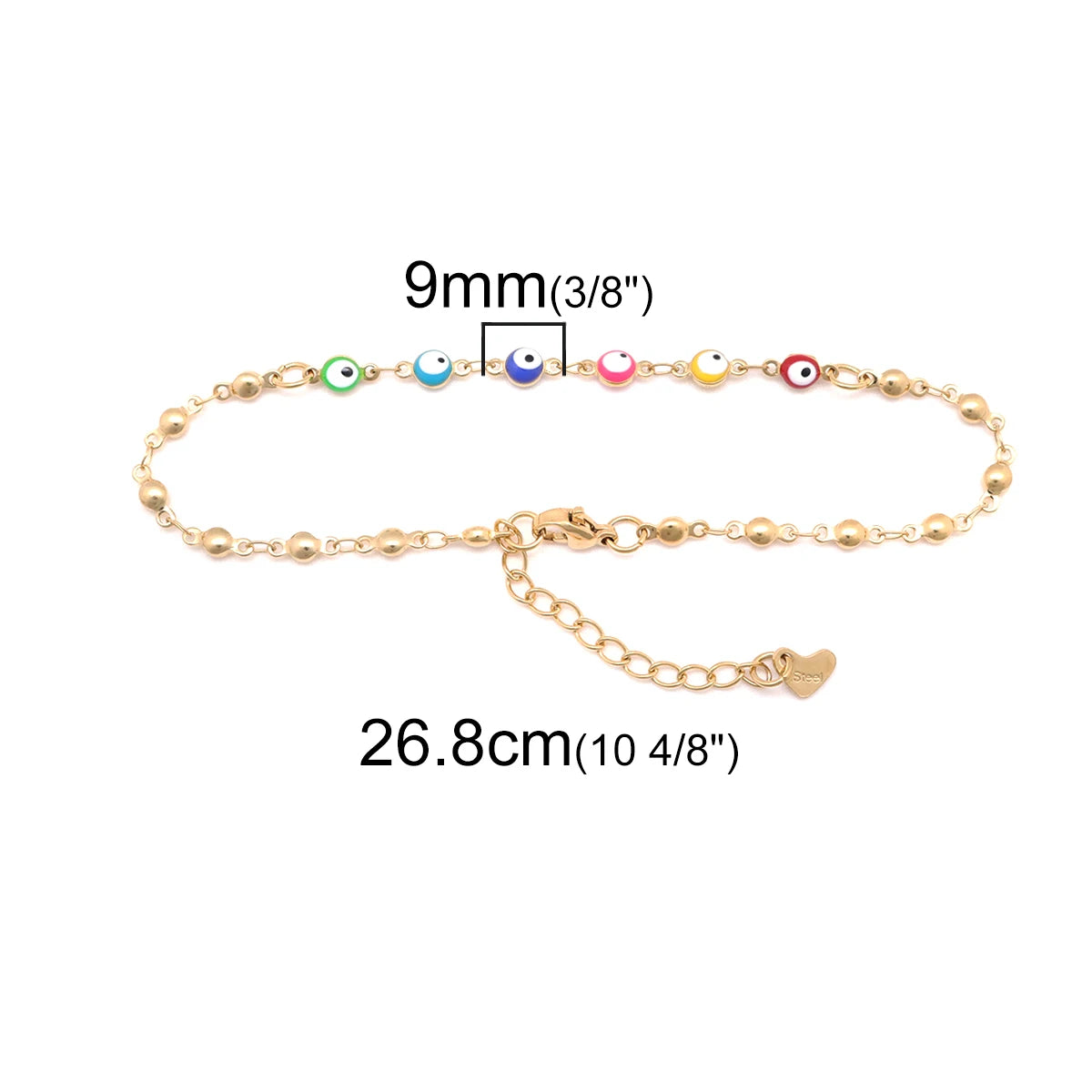 Hot Women Chain Anklet Gold Color At Random Round Eye 304 Stainless Steel Anklet Fashion Gifts About 22cm(8 5/8") long, 1 Piece - AngelMar Fashion