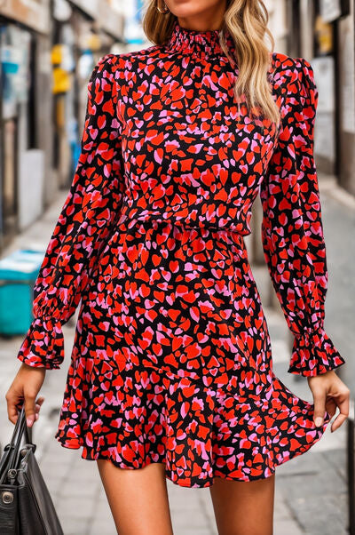 Heart Printed Sleeve Dress