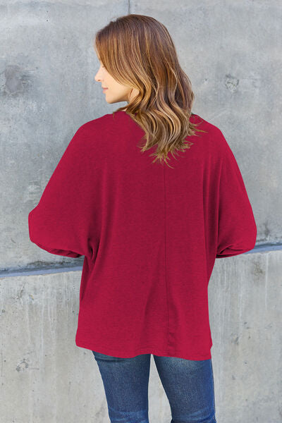 Double Take Full Size Round Neck Long Sleeve T-Shirt - AngelMar Fashion