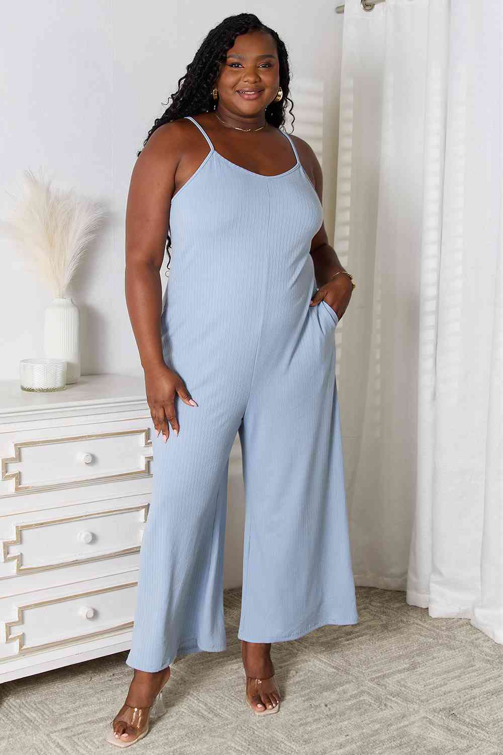 Basic Bae Full Size Spaghetti Strap V-Neck Jumpsuit - AngelMar Fashion