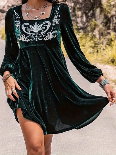 Printed Long Sleeve Mini Dress 