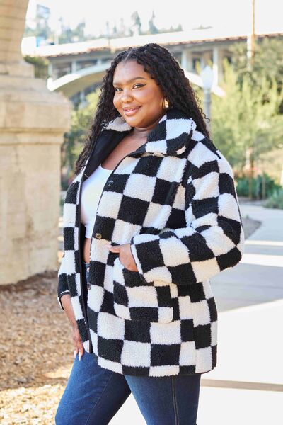 Buy Checkered Button Coat