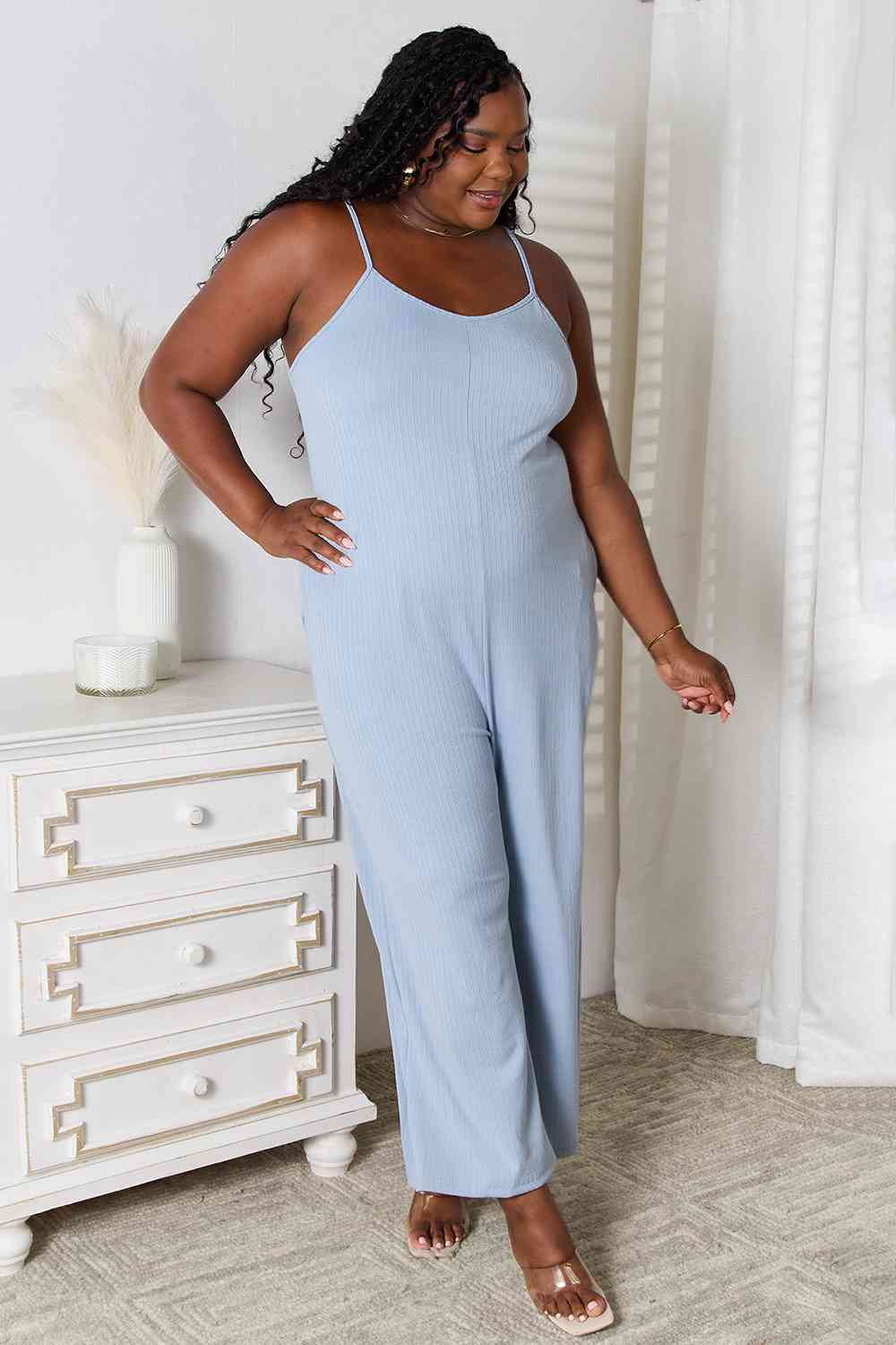 Basic Bae Full Size Spaghetti Strap V-Neck Jumpsuit - AngelMar Fashion