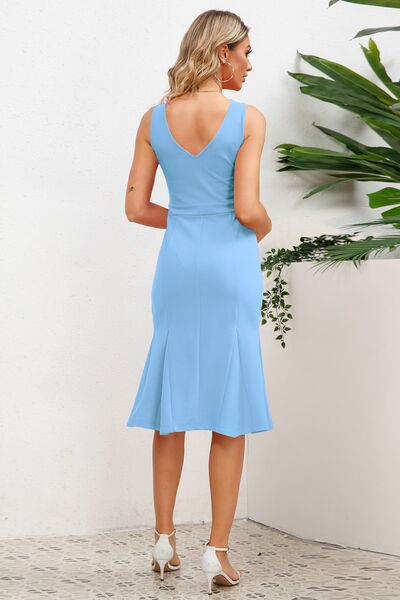 Wide Strap Wrap Fishtail Dress - AngelMar Fashion