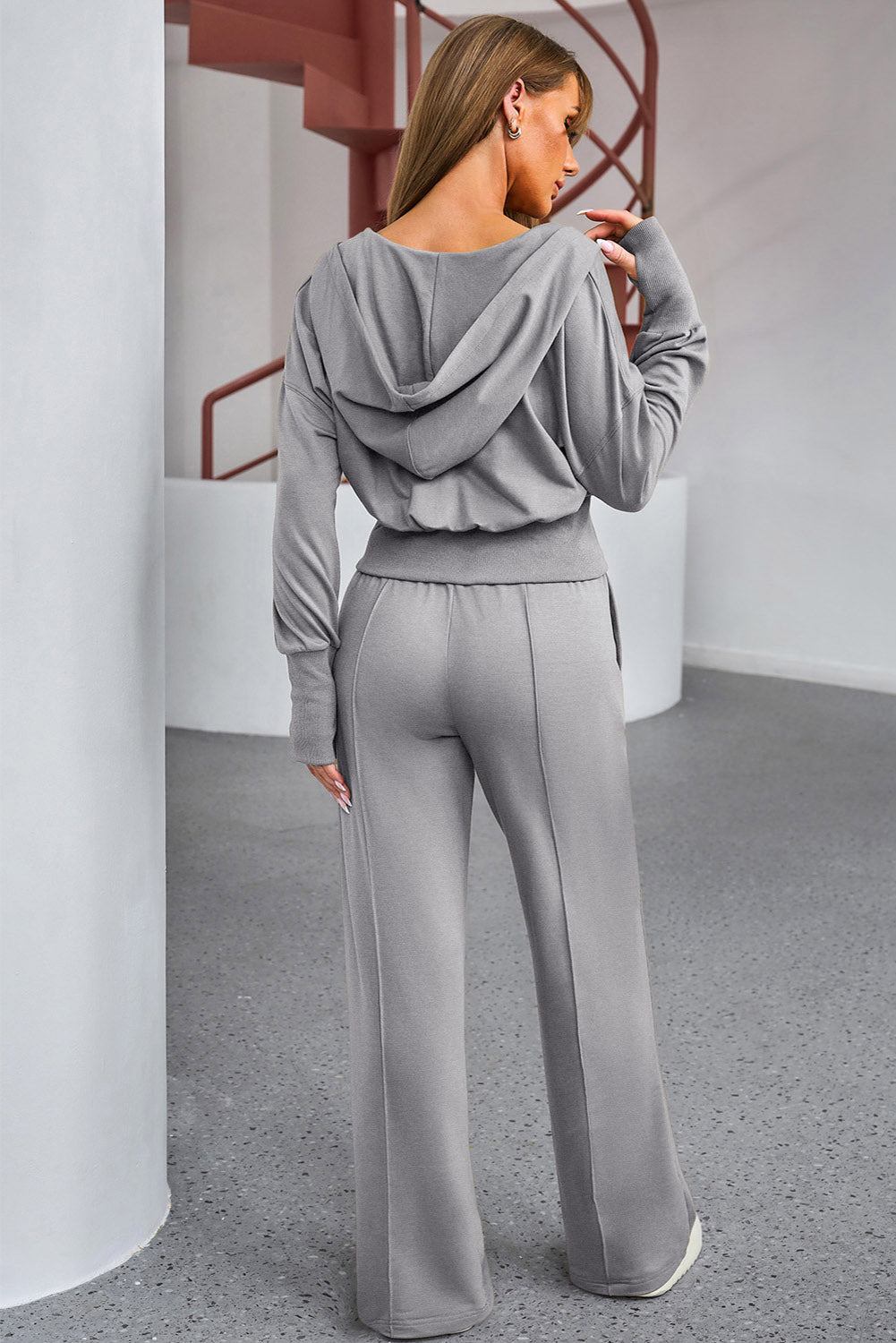 Dropped Shoulder Hoodie and Drawstring Pants Active Set - AngelMar Fashion