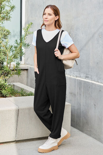 Double Take Full Size Sleeveless Straight Jumpsuit - AngelMar Fashion