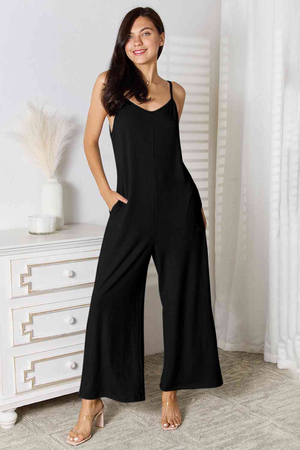 Basic Bae Full Size Spaghetti Strap V-Neck Jumpsuit - AngelMar Fashion