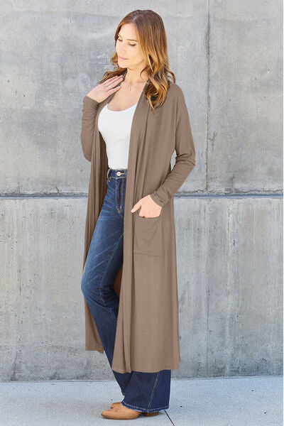 Basic Bae Full Size Open Front Long Sleeve Cover Up - AngelMar Fashion