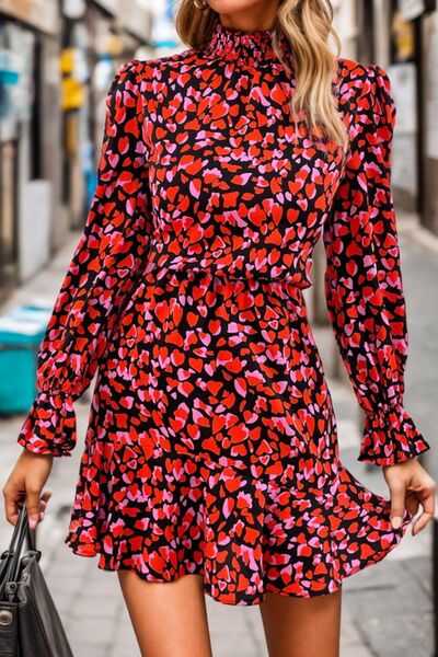 Heart Printed Sleeve Dress