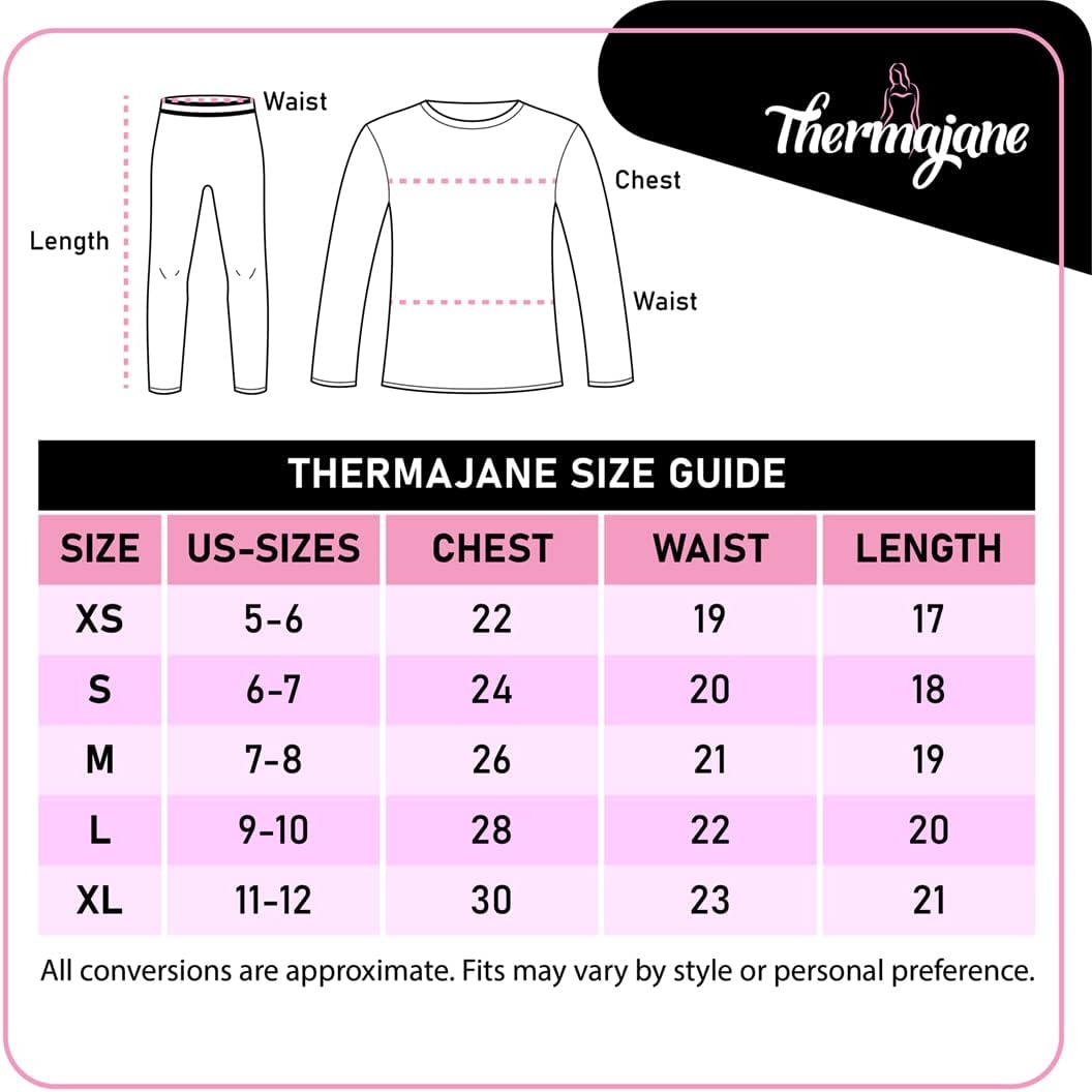 Thermajane Girls Thermal Underwear Set for Kids Long Johns Underwear Ultra Soft Winter Base Layer for Girls - AngelMar Fashion