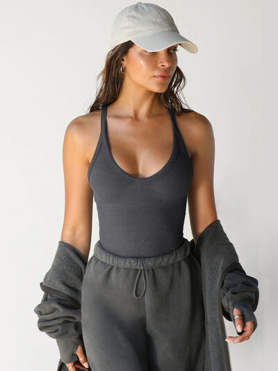 Scoop Neck Wide Strap Tank - AngelMar Fashion