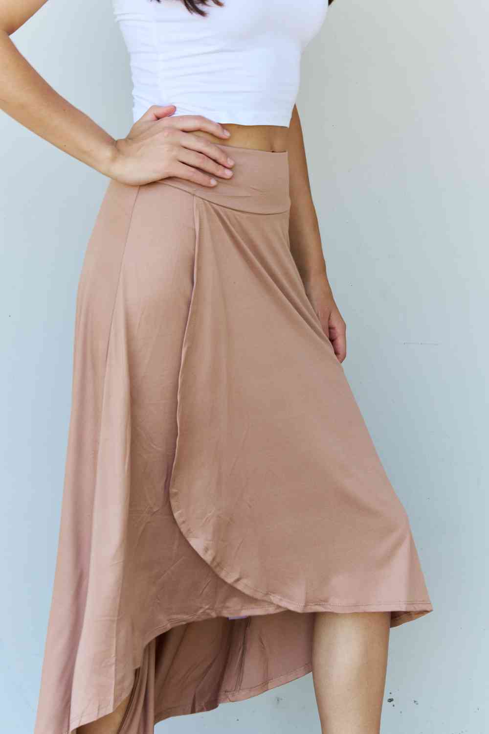 Ninexis First Choice High Waisted Flare Maxi Skirt in Camel - AngelMar Fashion