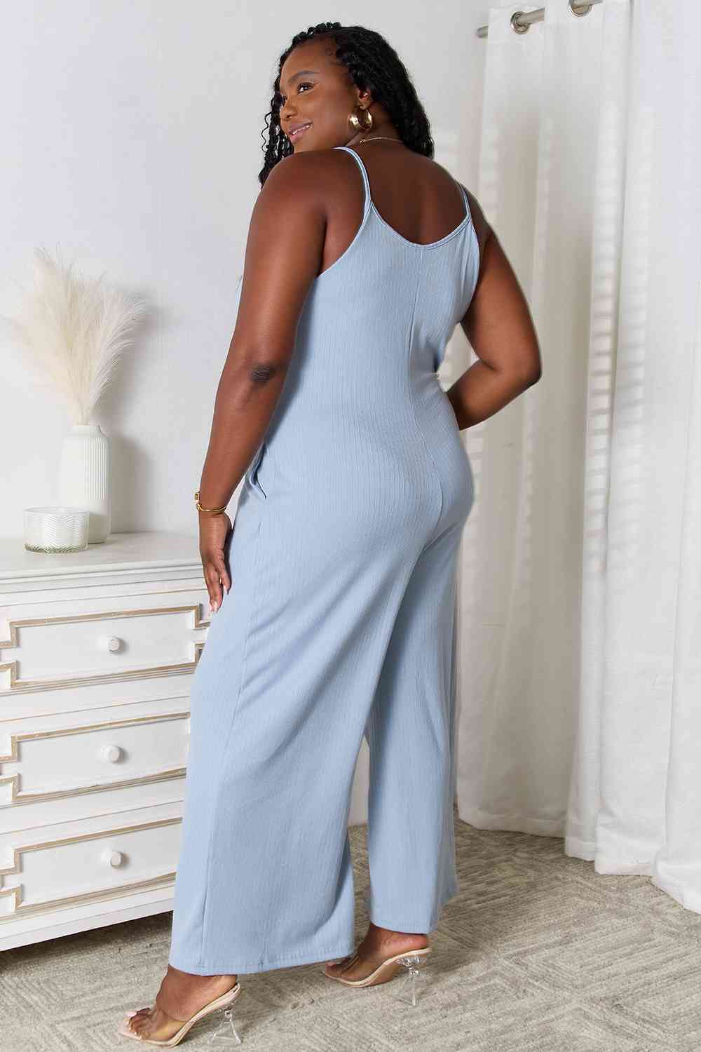 Basic Bae Full Size Spaghetti Strap V-Neck Jumpsuit - AngelMar Fashion