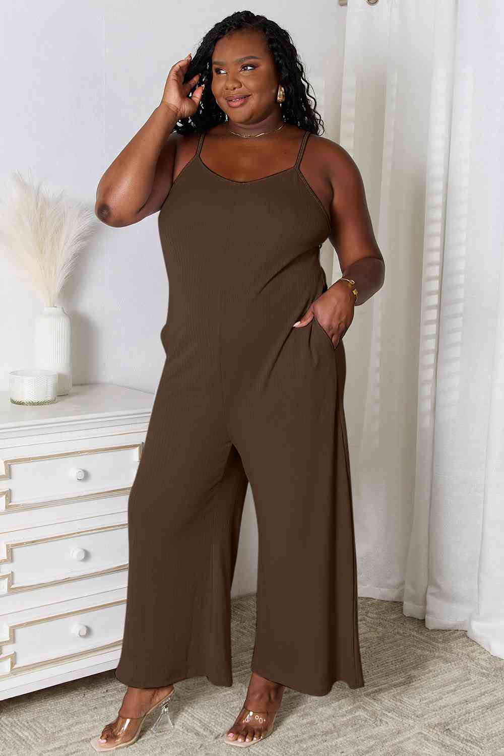 Basic Bae Full Size Spaghetti Strap V-Neck Jumpsuit - AngelMar Fashion