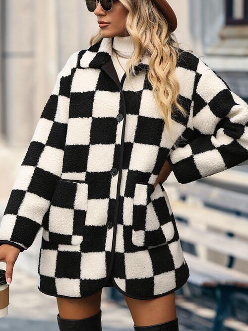 Buy Checkered Button Coat