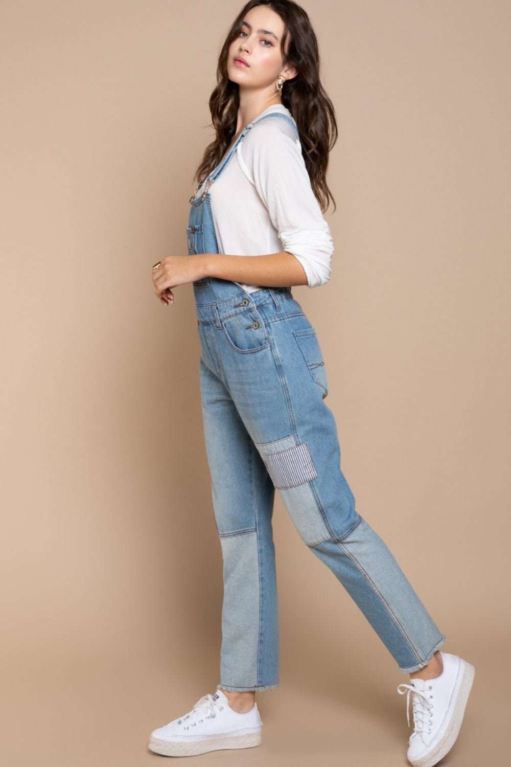 POL Front Chest Zipper Slim Leg Denim Overalls - AngelMar Fashion