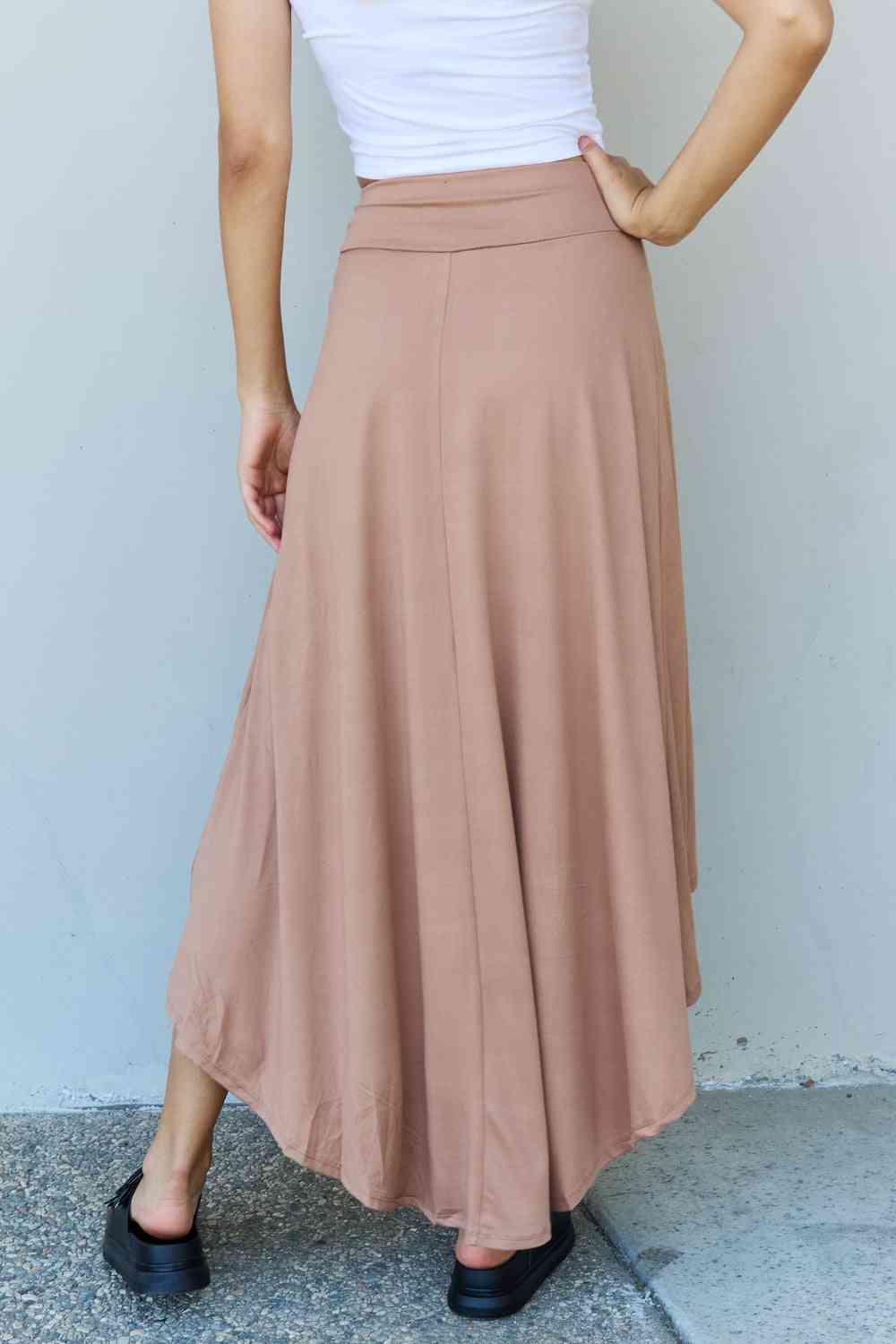 Ninexis First Choice High Waisted Flare Maxi Skirt in Camel - AngelMar Fashion