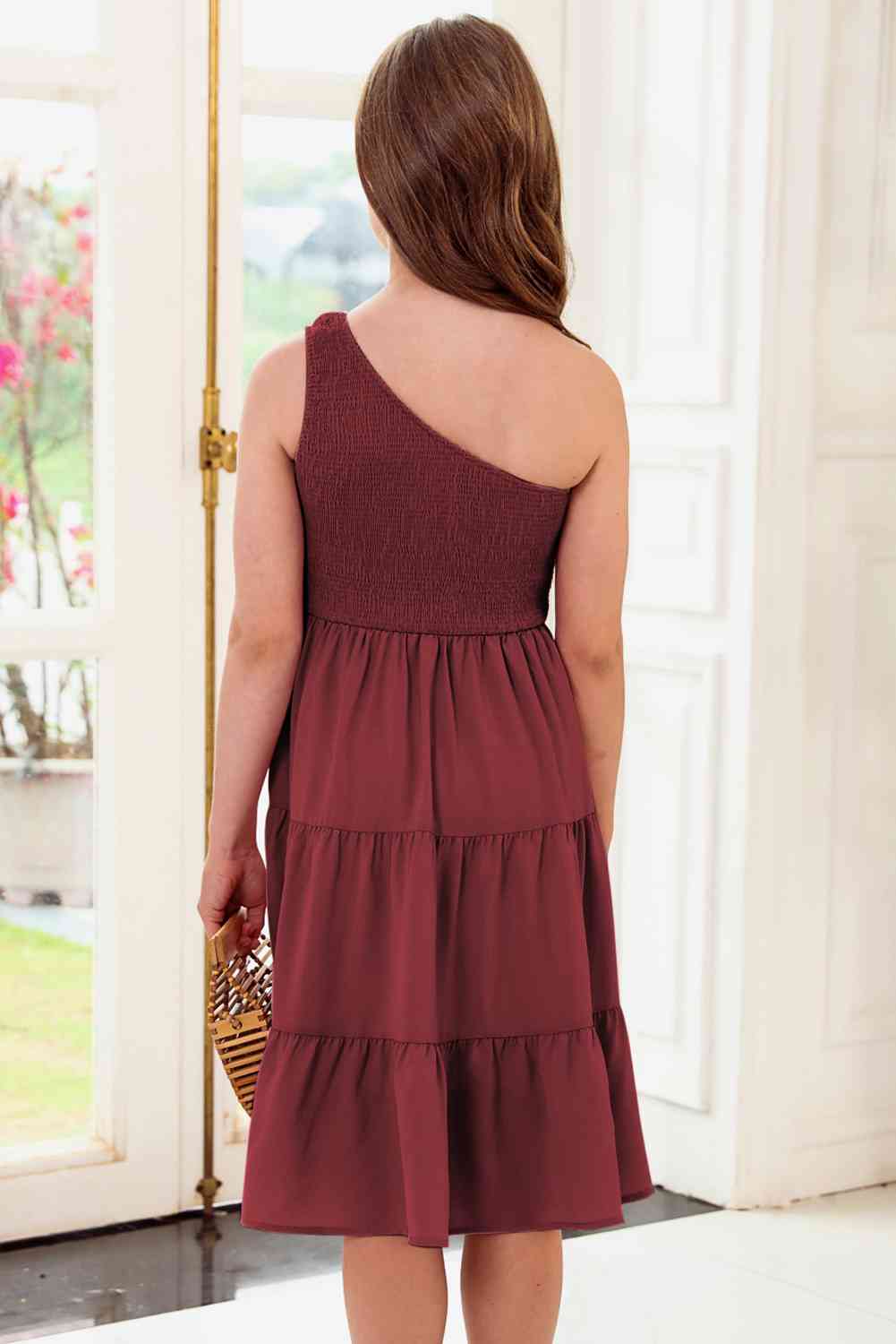 One-Shoulder Sleeveless Tiered Dress - AngelMar Fashion