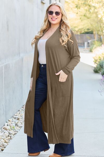 Basic Bae Full Size Open Front Long Sleeve Cover Up - AngelMar Fashion