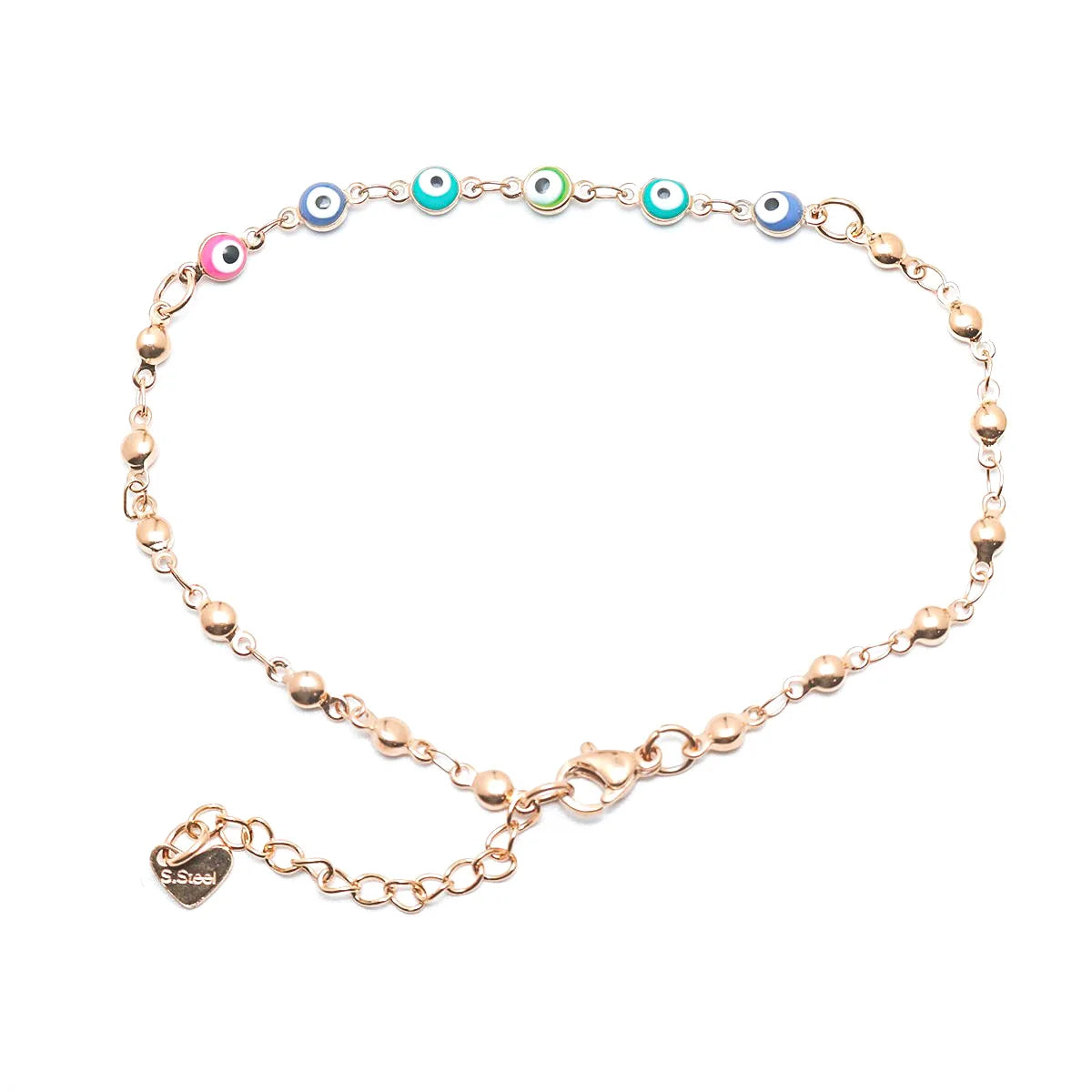 Hot Women Chain Anklet Gold Color At Random Round Eye 304 Stainless Steel Anklet Fashion Gifts About 22cm(8 5/8") long, 1 Piece - AngelMar Fashion