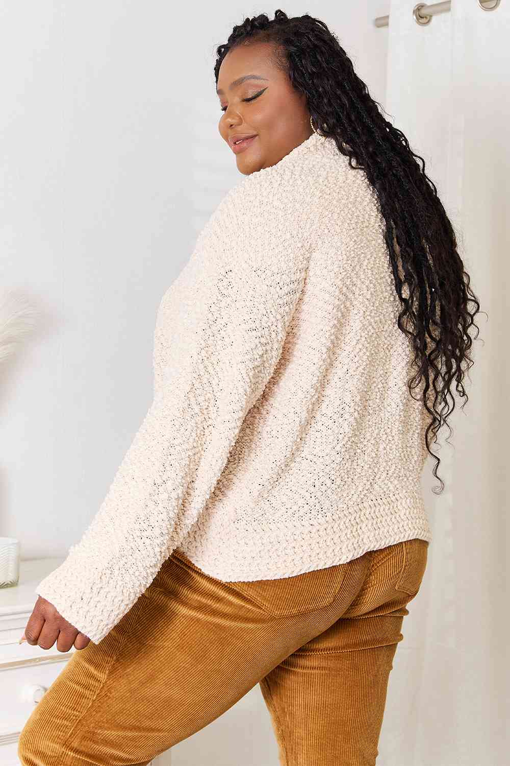 Double Take Open Front Long Sleeve Cardigan - AngelMar Fashion