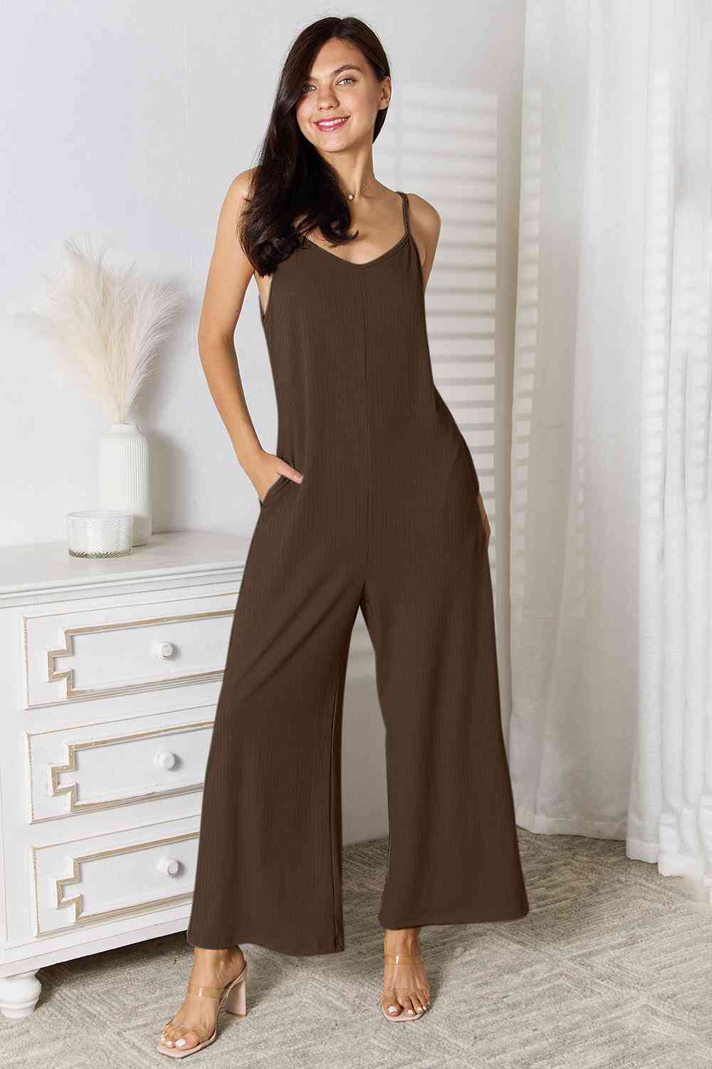 Basic Bae Full Size Spaghetti Strap V-Neck Jumpsuit - AngelMar Fashion