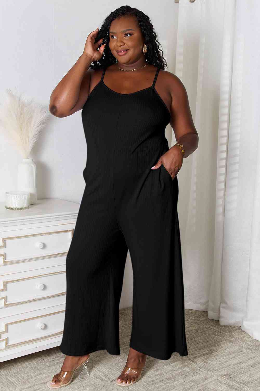 Basic Bae Full Size Spaghetti Strap V-Neck Jumpsuit - AngelMar Fashion