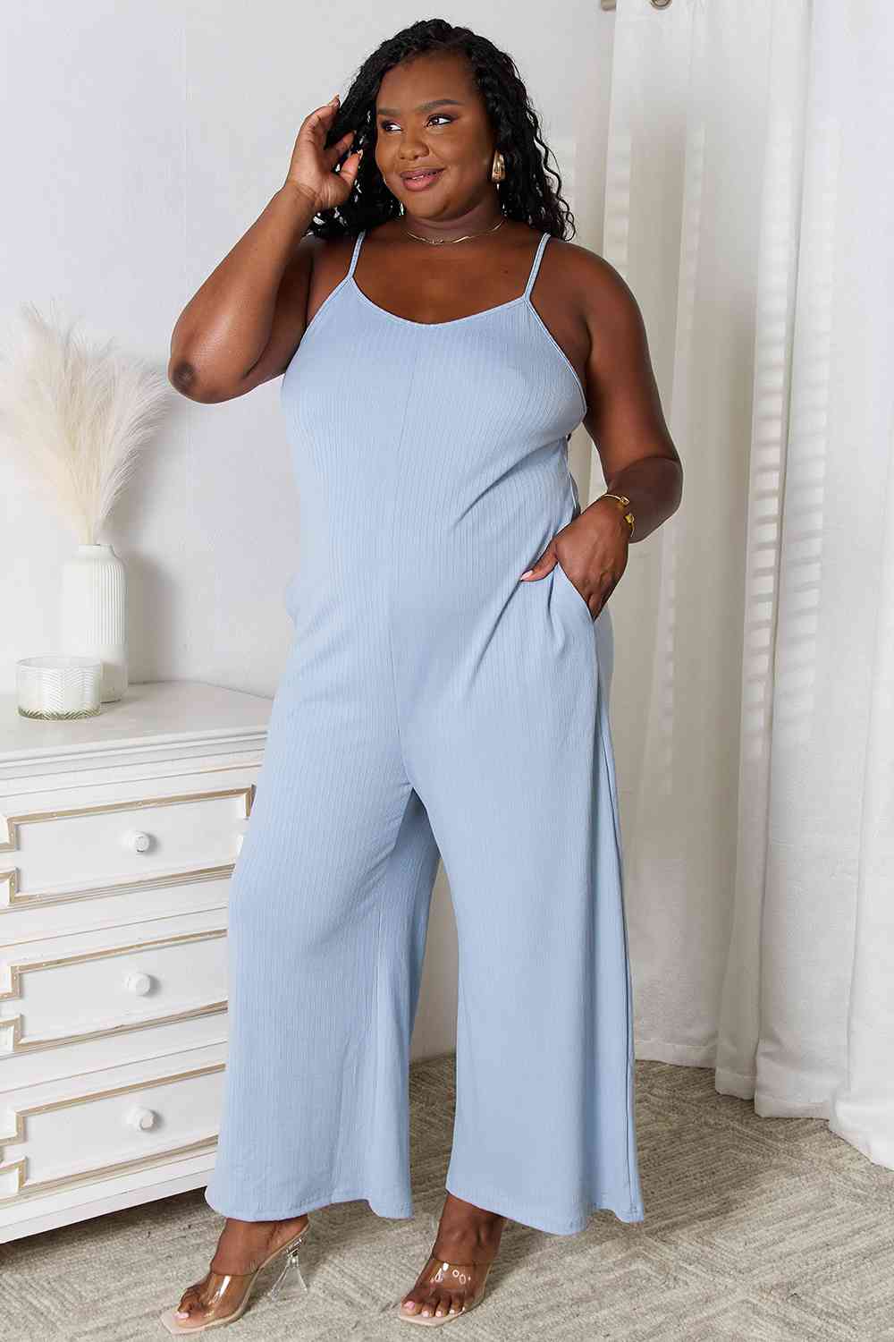 Basic Bae Full Size Spaghetti Strap V-Neck Jumpsuit - AngelMar Fashion