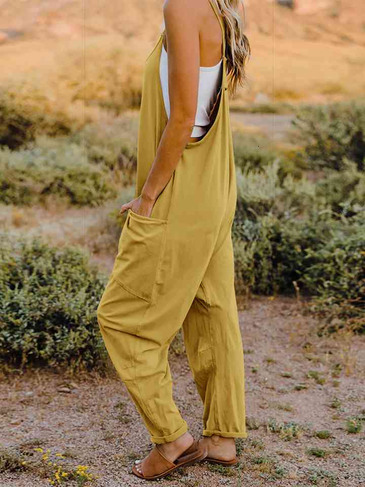 Double Take Full Size Sleeveless V-Neck Pocketed Jumpsuit - AngelMar Fashion