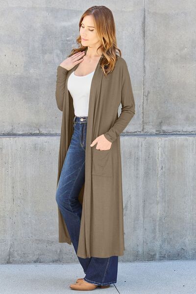 Basic Bae Full Size Open Front Long Sleeve Cover Up - AngelMar Fashion