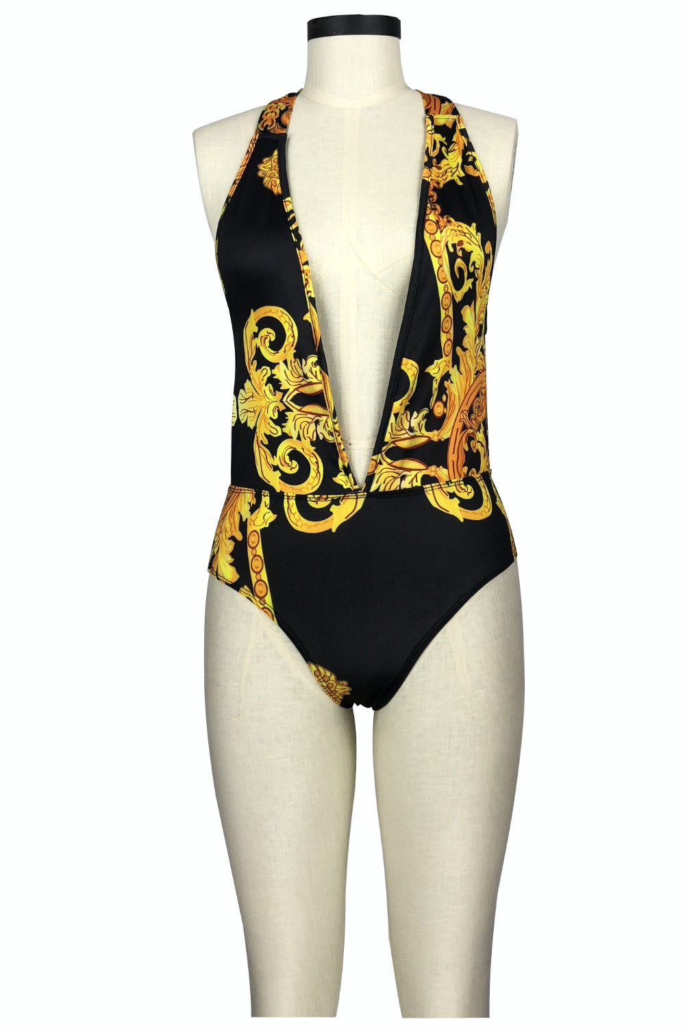 Printed Plunge One-Piece and Cover Up Swim Set - AngelMar Fashion