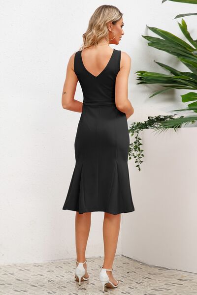 Wide Strap Wrap Fishtail Dress - AngelMar Fashion