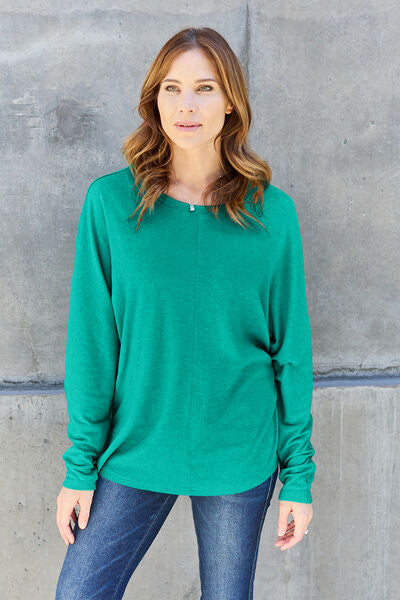 Double Take Full Size Round Neck Long Sleeve T-Shirt - AngelMar Fashion