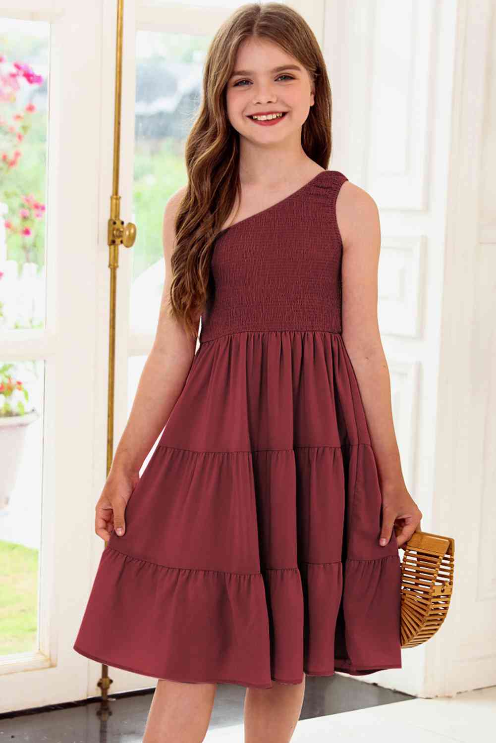 One-Shoulder Sleeveless Tiered Dress - AngelMar Fashion