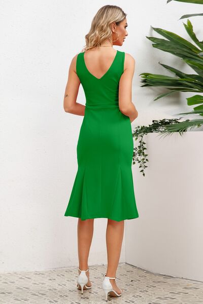 Wide Strap Wrap Fishtail Dress - AngelMar Fashion