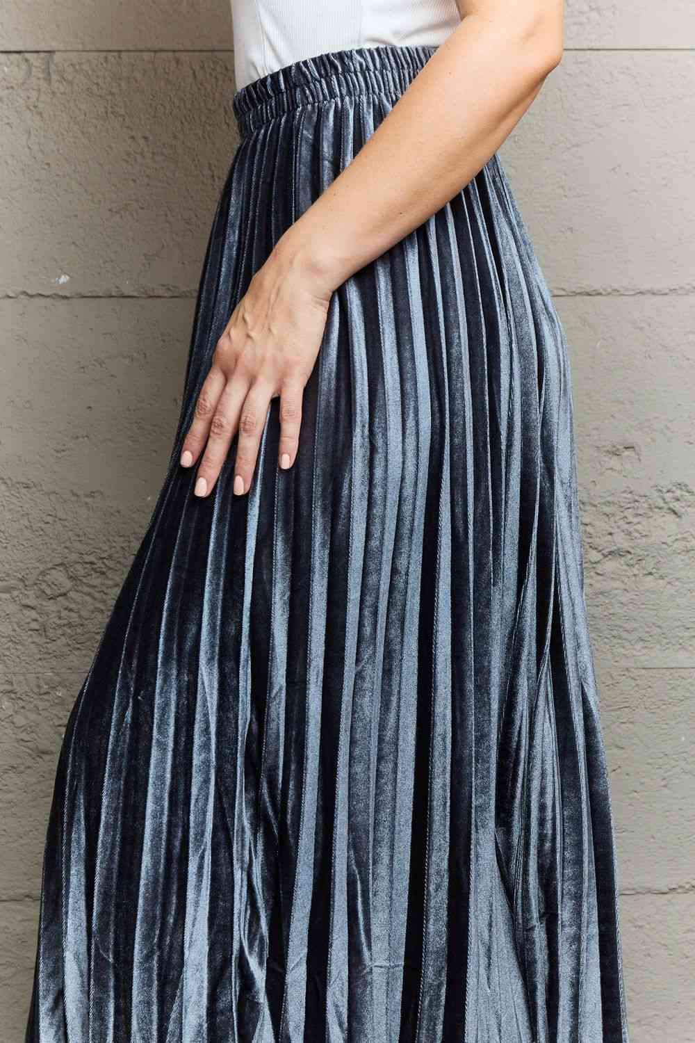 Ninexis Accordion Pleated Flowy Midi Skirt - AngelMar Fashion